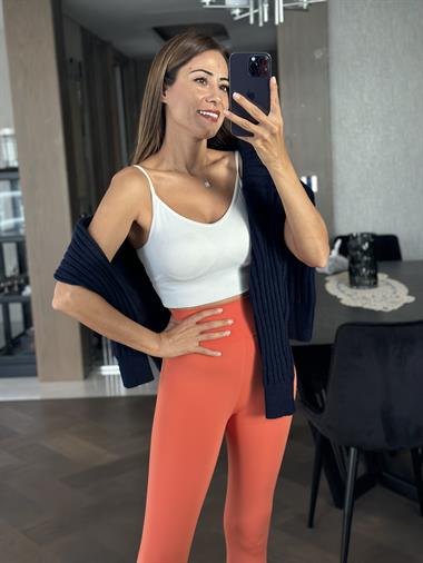 Orange Geniş Kemerli Akıllı Kumaş Kadın Tayt
