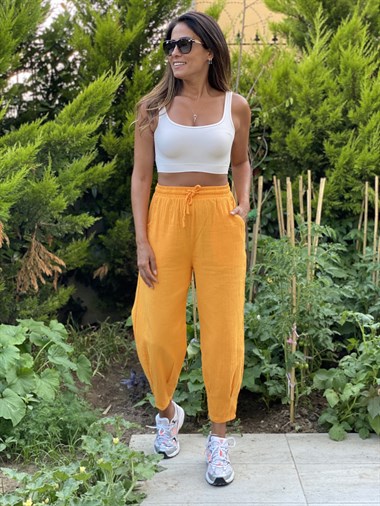 Orange Müslin Paça Pensli Kadın Pantolon