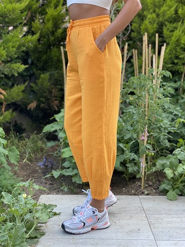 Orange Müslin Paça Pensli Kadın Pantolon