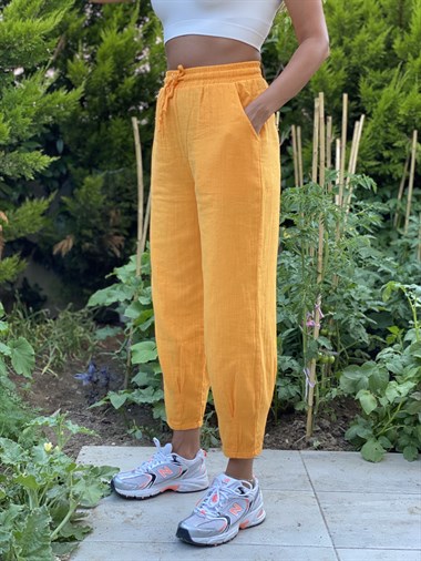 Orange Müslin Paça Pensli Kadın Pantolon