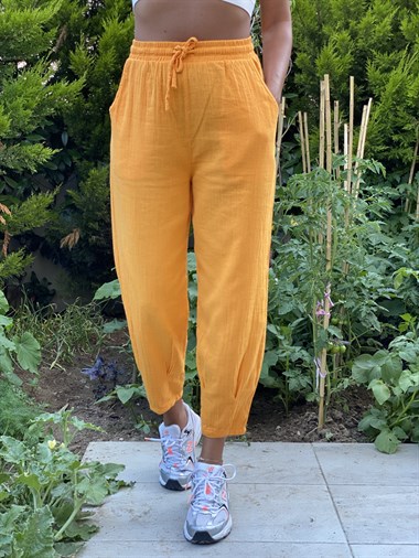 Orange Müslin Paça Pensli Kadın Pantolon