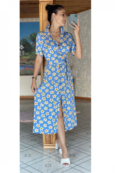 Orkide Kuşaklı Gömlek Elbise