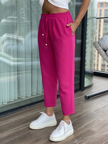 Pembe Bağcıklı Pantolon