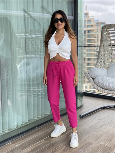 Pembe Bağcıklı Pantolon