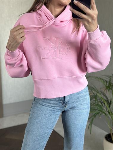 Pembe Ck Model Kapüşonlu Kadın Sweatshirt