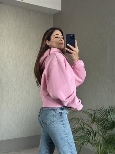 Pembe Ck Model Kapüşonlu Kadın Sweatshirt