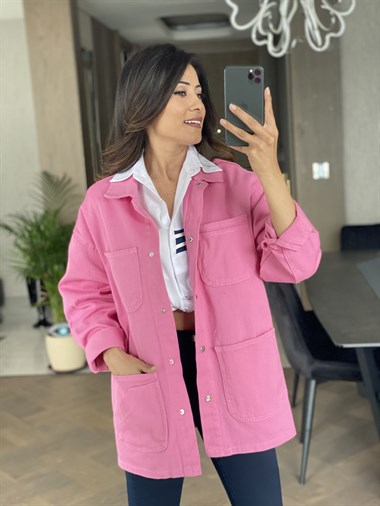 Pembe Dört Cepli Gabardin Trençkot