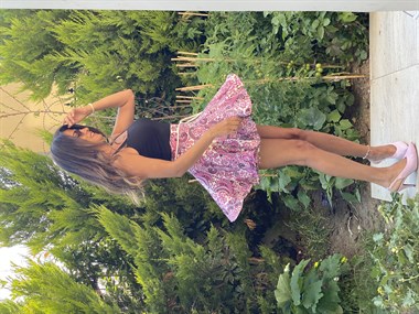 Pembe Halat  Kemerli  Şal Desen Kadın Şortlu Etek