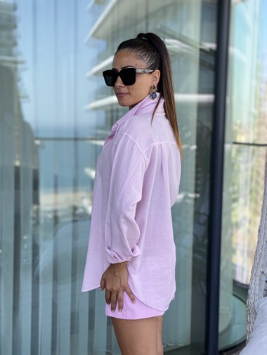 Pembe Pamuk Kadın Gömlek