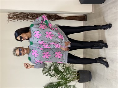 Pembe  Papatya Kabartmalı Bisiklet Yaka Triko Kadın Kazak