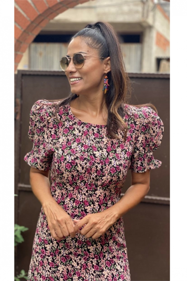 Pembe Rose Bağcıklı Elbise