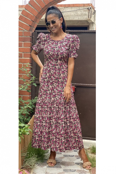 Pembe Rose Bağcıklı Elbise