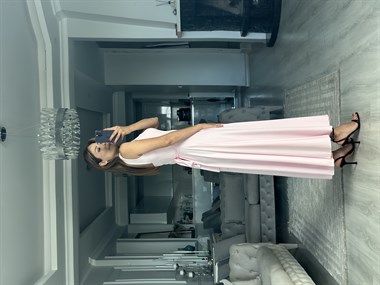 Pembe Scuba Bağlama Detay Maxi Boy Kadın Elbise 