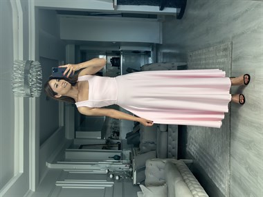 Pembe Scuba Bağlama Detay Maxi Boy Kadın Elbise 