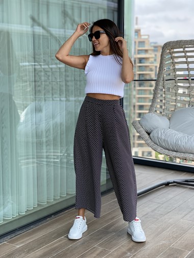 Puantiyeli Kısa Paça Pantolon