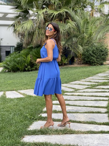 Saks Ayarlanabilir İp Askılı Önü Düğmeli  Aerobin Kadın Elbise