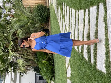 Saks Ayarlanabilir İp Askılı Önü Düğmeli  Aerobin Kadın Elbise