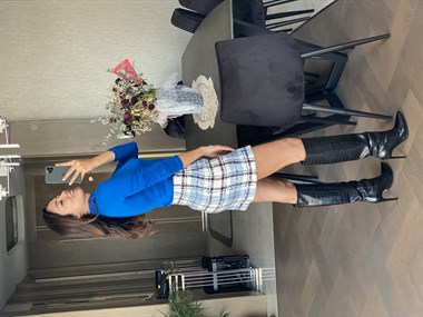Saks Balıkçı Yakası Büzgülü Kadın Bluz