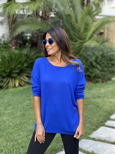 Saks Düz Merserize Kadın Bluz