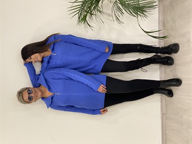 Saks Geniş Yaka Fermuarlı Triko Kadın Kazak