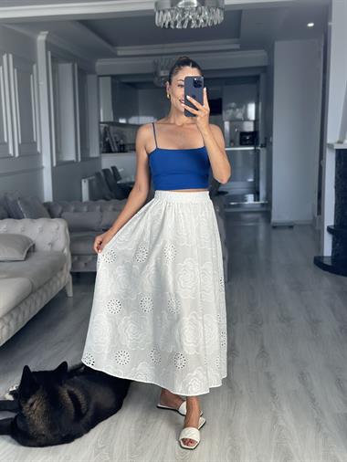 Saks Kuplu Lastik Askılı Kadın Body