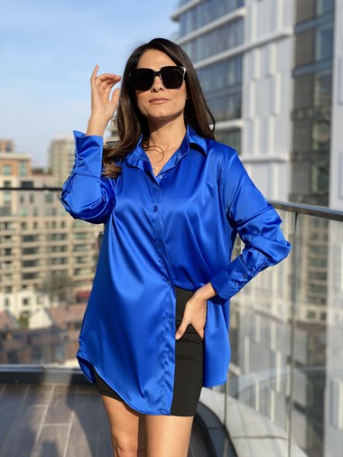 Saks Oversize Saten Gömlek