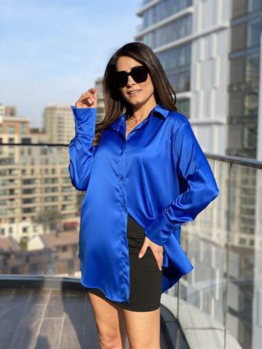 Saks Oversize Saten Gömlek