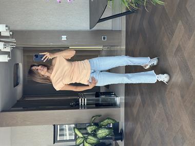 Şeftali Tek Omuz Asimetrik Yaka Sıfır Kol Kadın Body