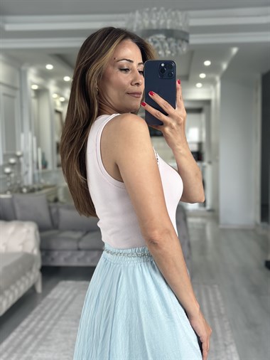Şeker Pembe Troklu Sıfır Kol Kaşkorse Kadın Body