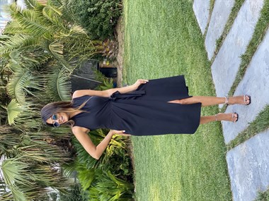 Siyah Anvelop Bağlama Detay Aerobin Kadın Elbise