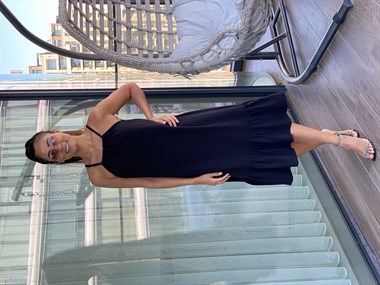 Siyah Ayarlanabilir Askılı Volanlı Kadın Elbise