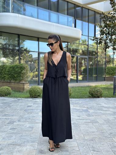 Siyah Bağcıklı Yelek Etek Kadın Alt Üst Takım