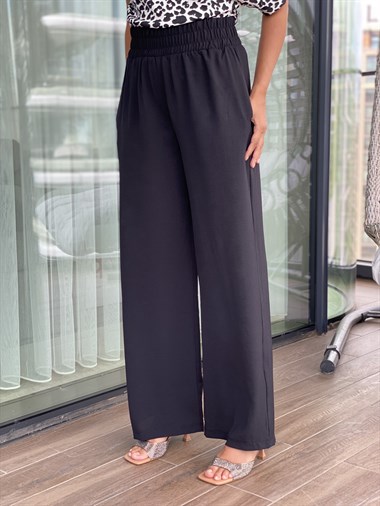 Siyah Beli Kalın Lastikli Aerobin Kadın Pantolon