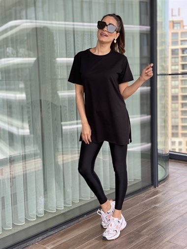 Siyah Bisiklet Yaka Basic T-Shirt