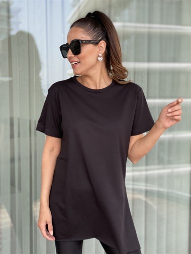 Siyah Bisiklet Yaka Basic T-Shirt