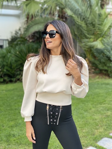 Siyah Çift Fermuarlı Bağcık Detay İspanyol Paça Kadın Tayt Pantolon