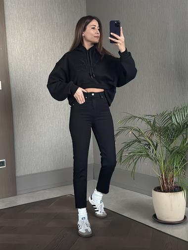 Siyah Ck Model Kapüşonlu Kadın Sweatshirt