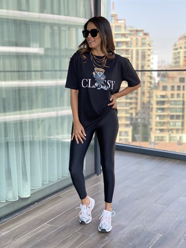 Siyah Classy Ayıcık T-Shirt 