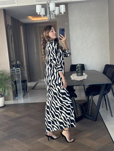 Siyah Desenli Orjinal Marka Gömlek Etek Kadın İkili Takım