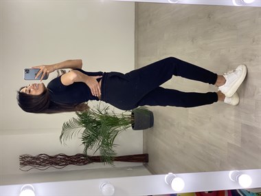 Siyah Dikiş Detay Üç İplik Kadın Eşofman Altı