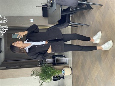 Siyah Dört Cepli Gabardin Trençkot