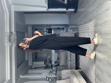 Siyah Fakir Kol Yırtmaçlı Oversize Modal Kadın İkili Takım