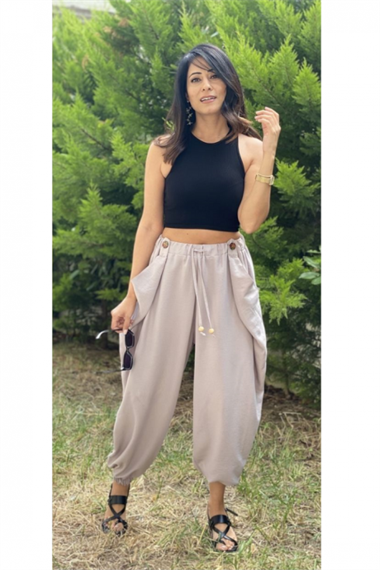 Siyah Fitilli Halter Crop