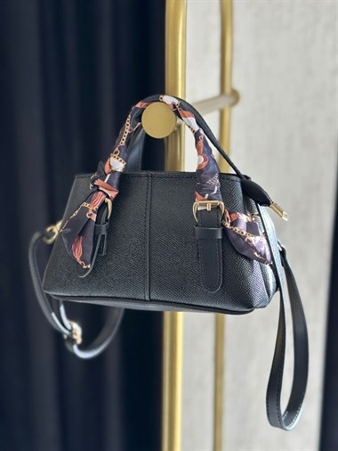 Siyah Fular Detaylı Kadın El Ve Omuz Çantası