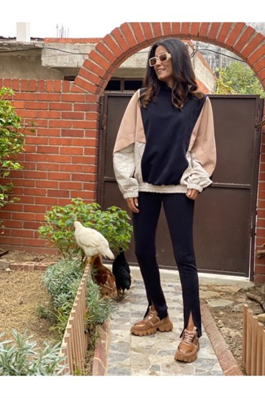 Siyah Garnili Süet Takım