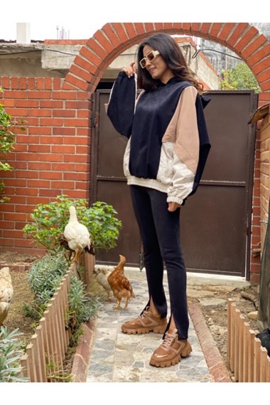 Siyah Garnili Süet Takım