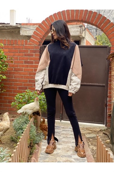 Siyah Garnili Süet Takım