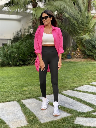 Siyah Geniş Kemerli Nano Kadın Tayt