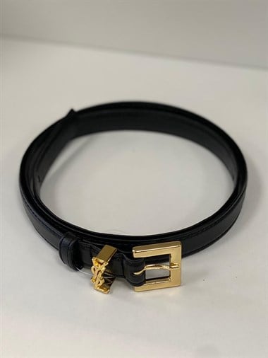 Siyah Gold Minimal Logo Tokalı Kadın Kemer