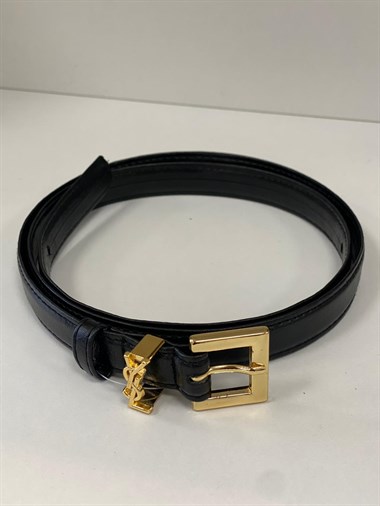 Siyah Gold Minimal Logo Tokalı Kadın Kemer